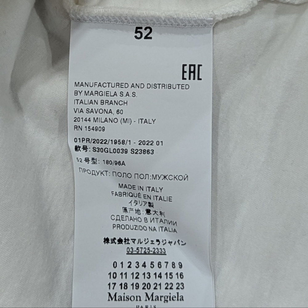 $850 Mens MM6 Maison Margiela Bird Embroidered LS Henley Shirt White 52 US 42 - Picture 6 of 9